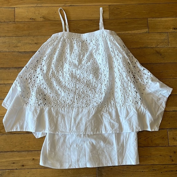 SUSANA MONACO WHITE EYELET CROCHET LACE MINI DRESS SIZE 6 - Picture 1 of 3